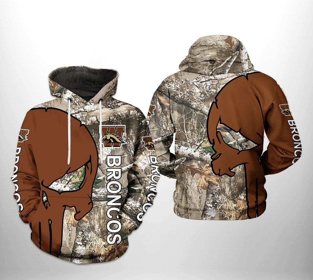 Western Michigan Broncos NCAA Camo Veteran Hunting 3D All Over Print Hoodie, Zip Hoodie