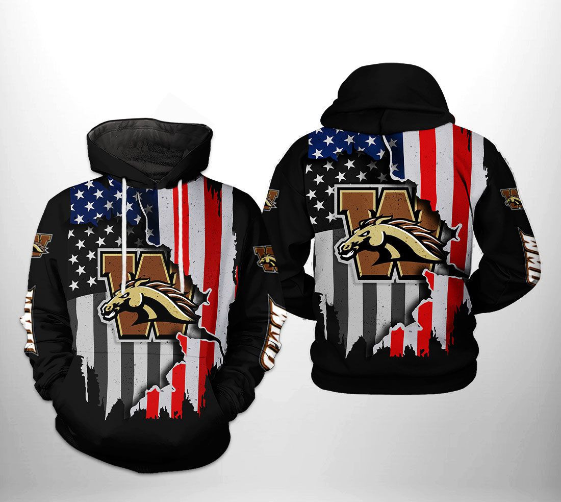 Western Michigan Broncos NCAA US Flag 3D All Over Print Hoodie, Zip Hoodie