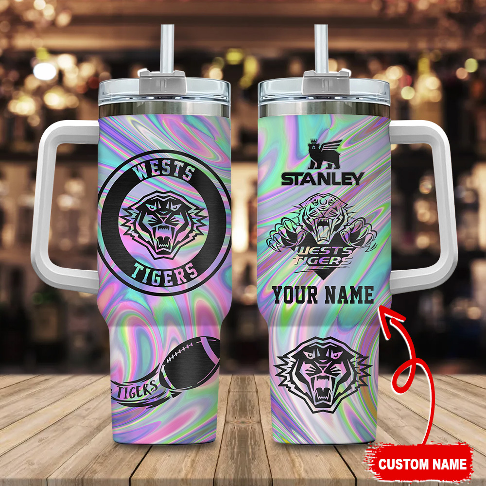 Wests Tigers NRL Hologram Effect Custom Stanley Cup 40 oz 30 oz Tumbler With HandleTVC2301179