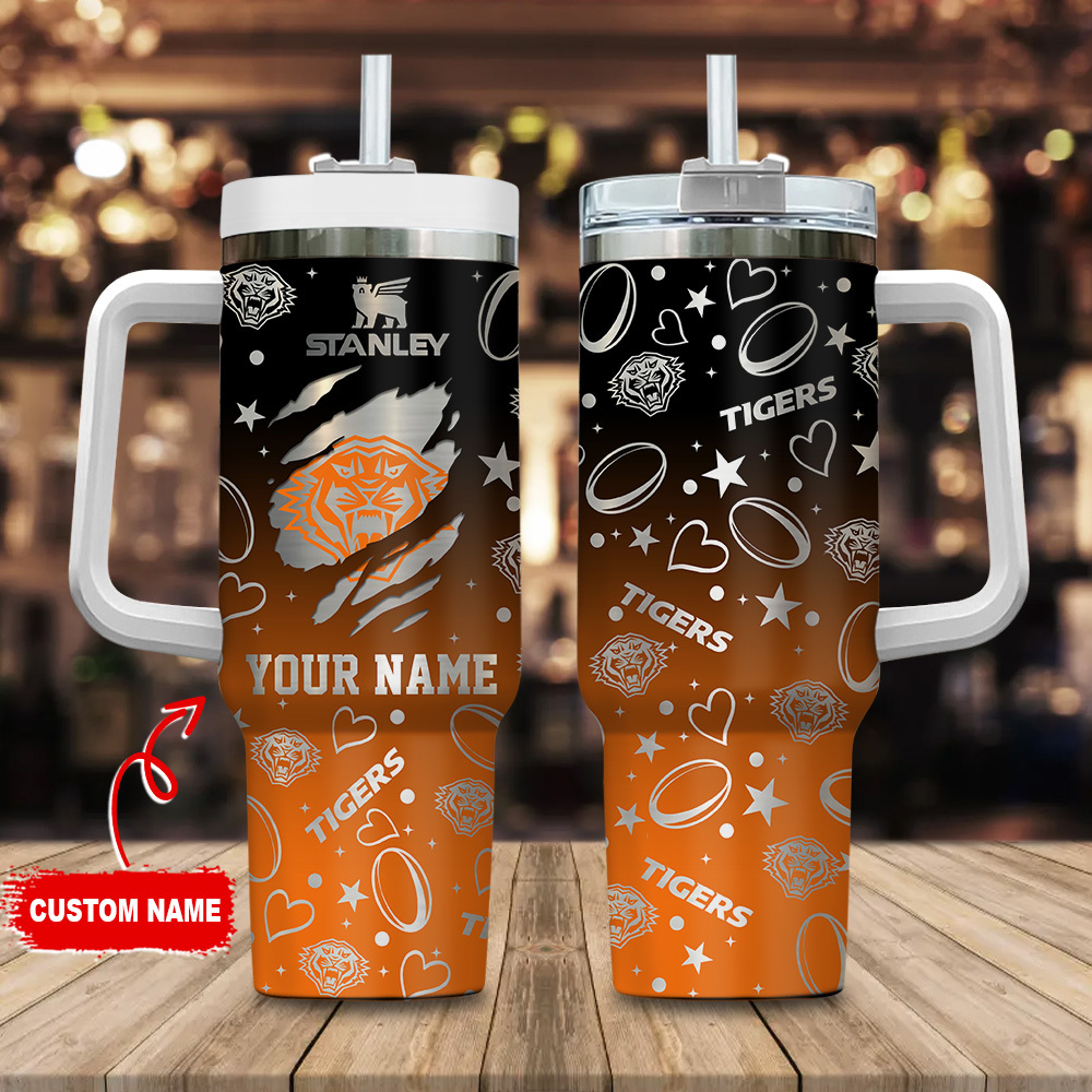 Wests Tigers NRL Silver Logo Custom Stanley Cup 40 oz 30 oz Tumbler With HandleTVC2301180