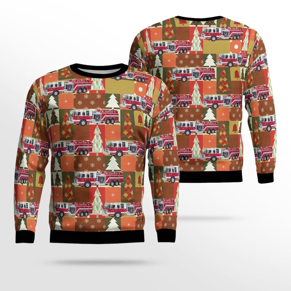 Wetmore Michigan Munising Township Fire Department AOP Ugly Sweater Gift For Christmas