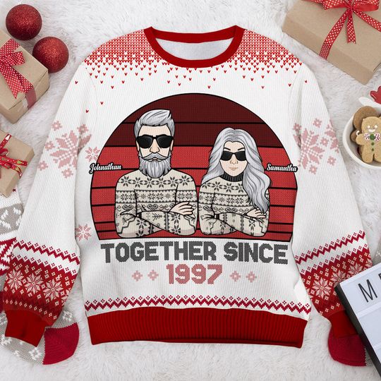 We've Been Together For Such A Long Time - Gift For Couples, Husband Wife, Personalized Unisex Ugly Christmas Sweatshirt - Image 3