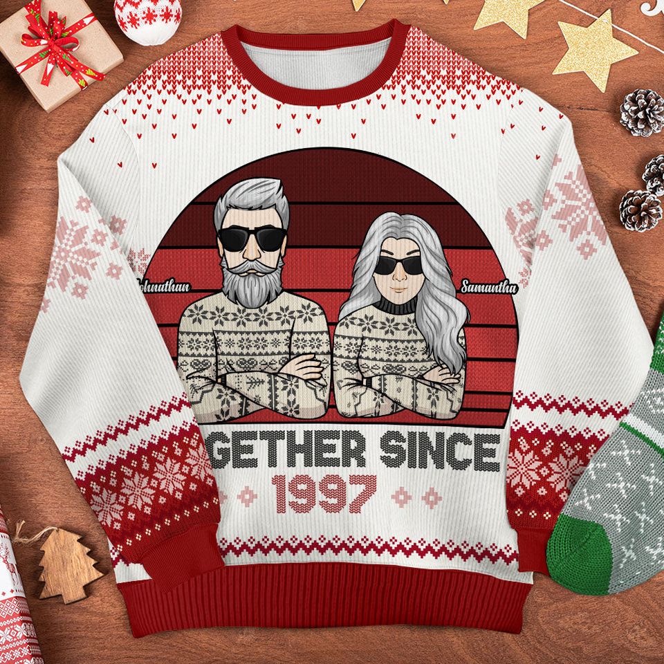 We've Been Together For Such A Long Time - Gift For Couples, Husband Wife, Personalized Unisex Ugly Christmas Sweatshirt - Image 2