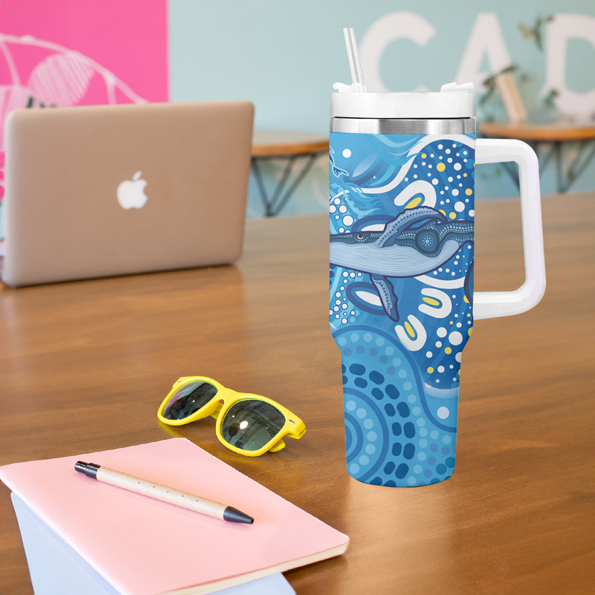 Whale In The Ocean Aboriginal Dot Art Custom Stanley Cup 40 oz 30 oz Tumbler With HandleTVC2301322 - Image 6