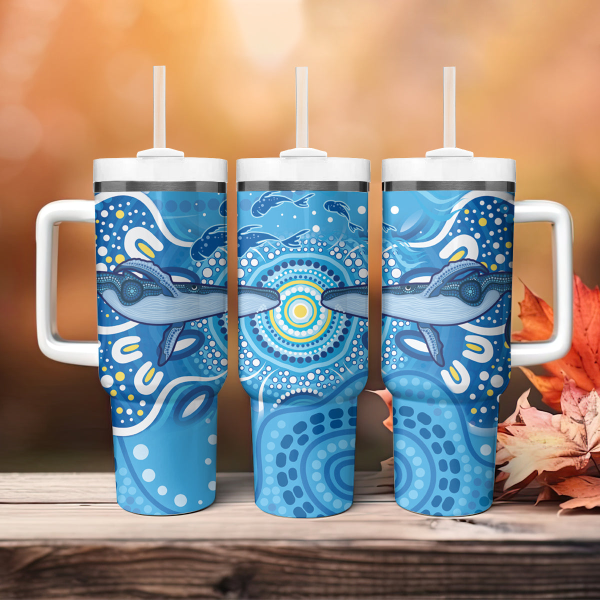 Whale In The Ocean Aboriginal Dot Art Custom Stanley Cup 40 oz 30 oz Tumbler With HandleTVC2301322 - Image 5