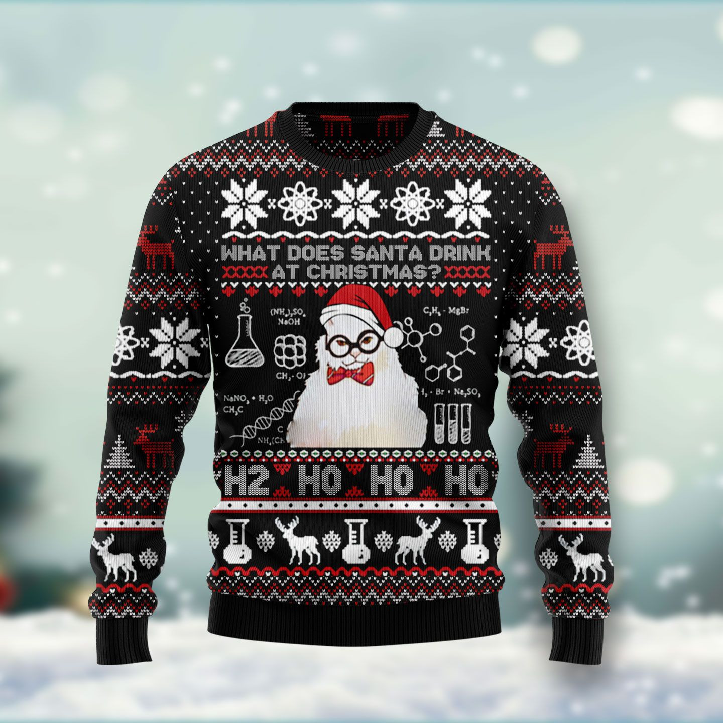 What Does Santa Drink At Christmas Ugly Christmas Sweater Adult 3D Funny Matching for family