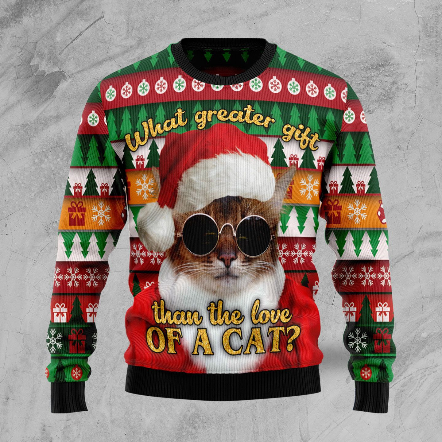 What Greater Gift Than The Love Of A Cat Ugly Christmas Sweater Adult 3D Funny Matching for family