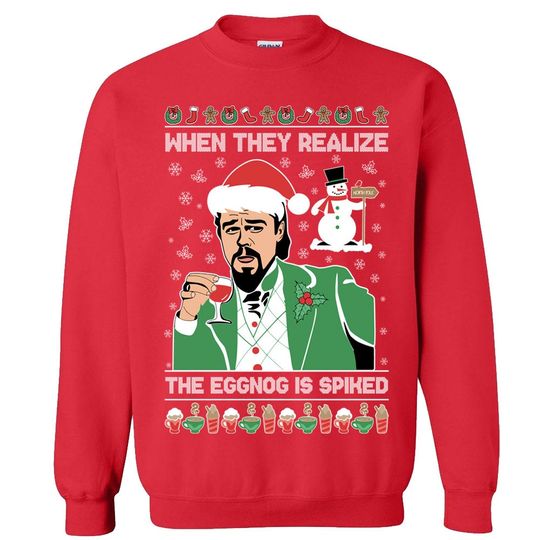 When They Realize The Eggnog Spiked Leonardo Ugly Christmas Sweater - Image 12