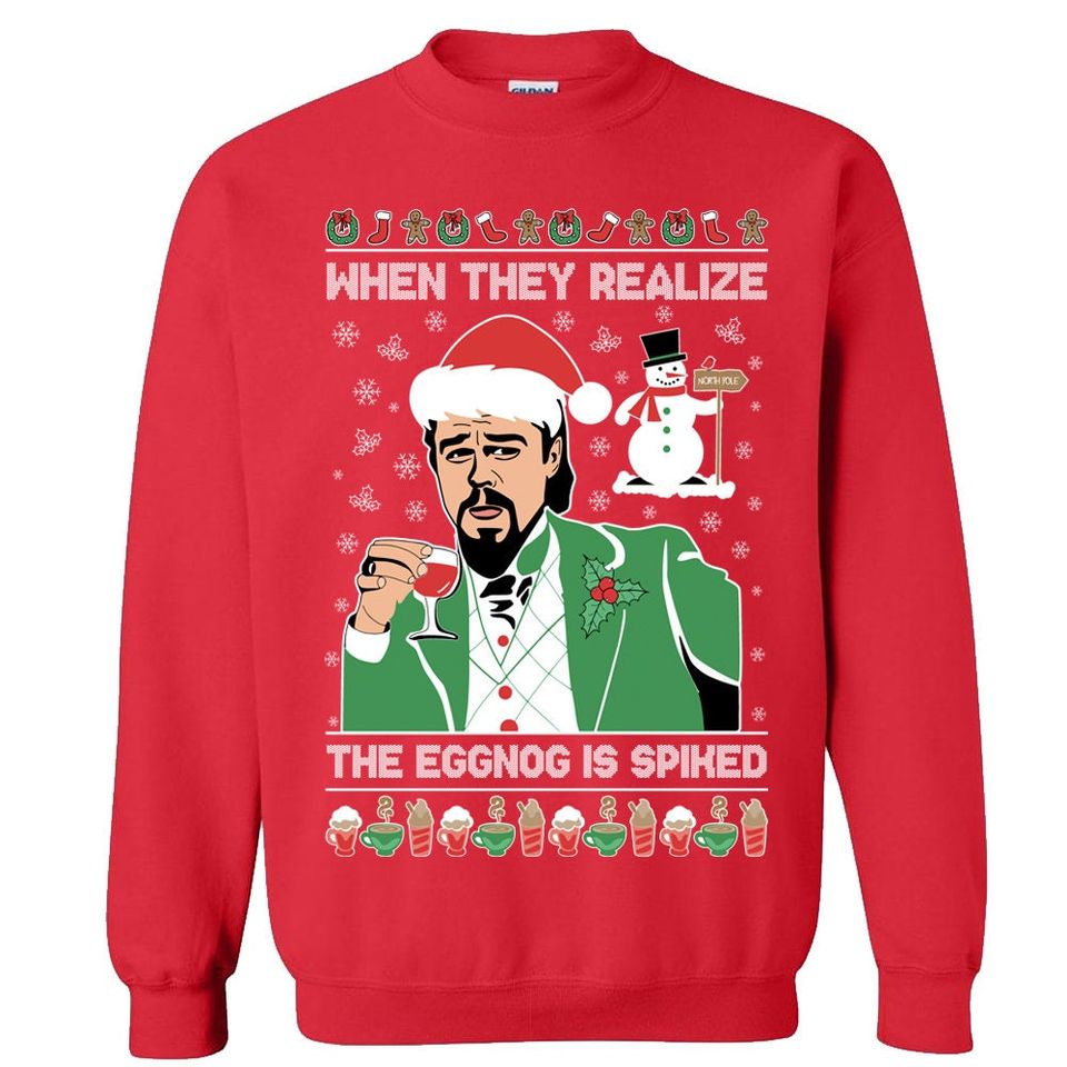 When They Realize The Eggnog Spiked Leonardo Ugly Christmas Sweater - Image 6