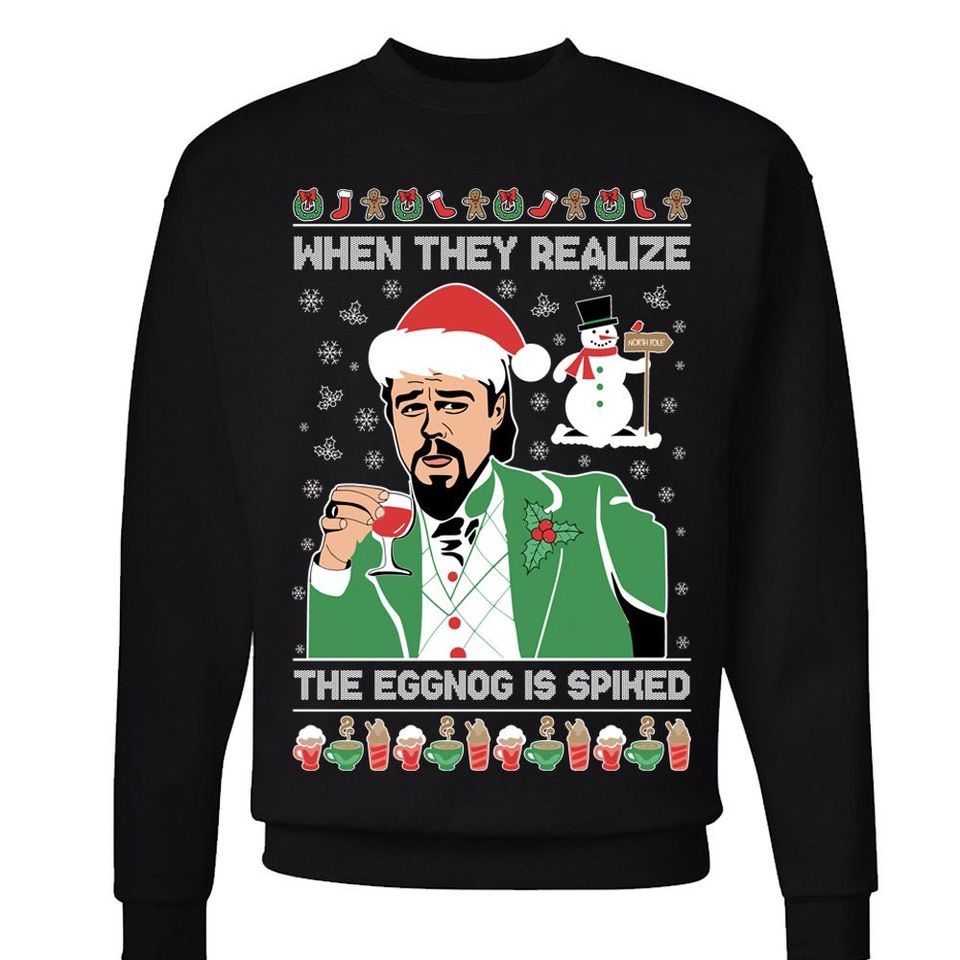 When They Realize The Eggnog Spiked Leonardo Ugly Christmas Sweater - Image 3