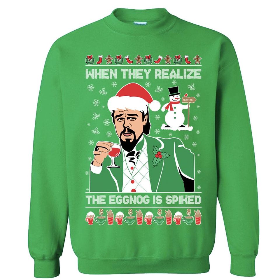When They Realize The Eggnog Spiked Leonardo Ugly Christmas Sweater - Image 4