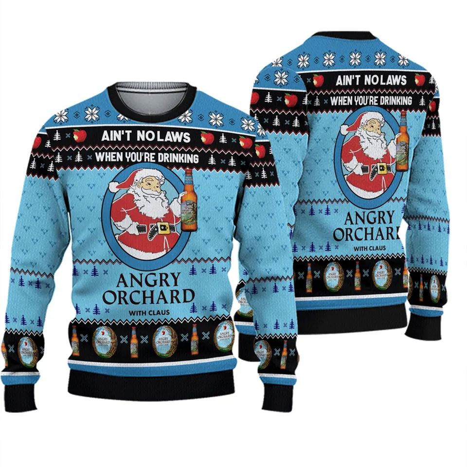 When Youre Drinking Angry Orchard With Santa Claus Ugly Sweater 3D