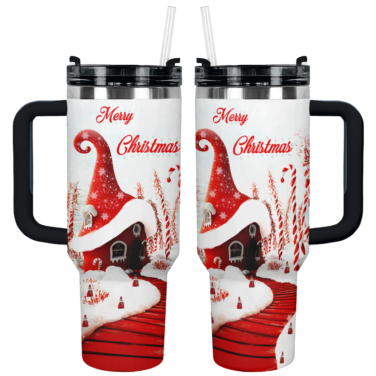 Whimsical Red House Christmas Custom Stanley Cup 40 oz 30 oz Tumbler With HandleTVC2301502