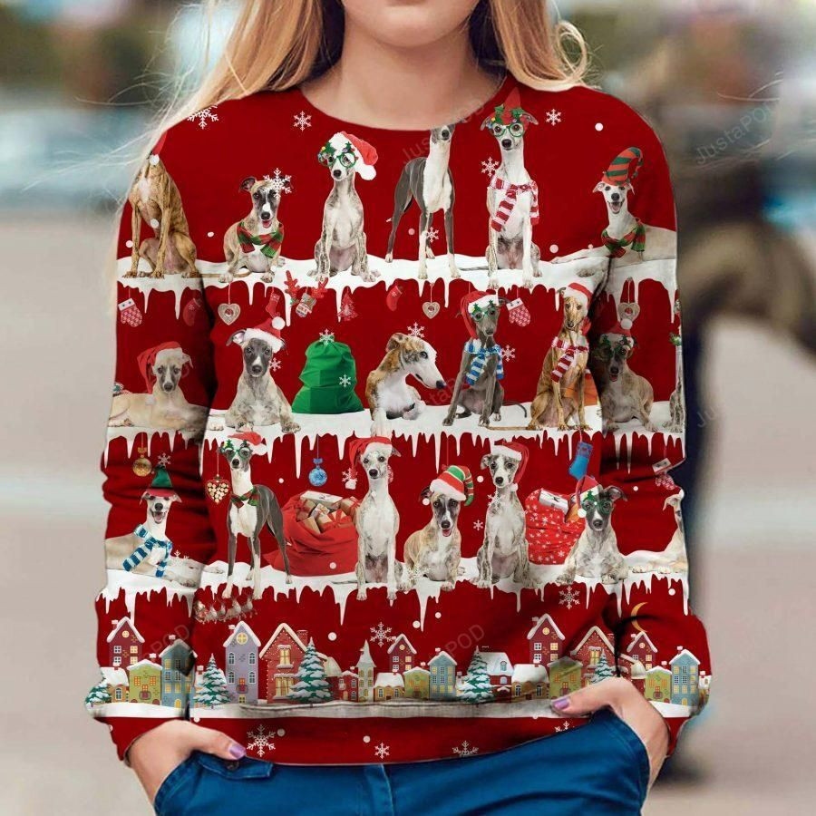 Whippet Ugly Christmas Sweater Adult 3D Funny Matching for family