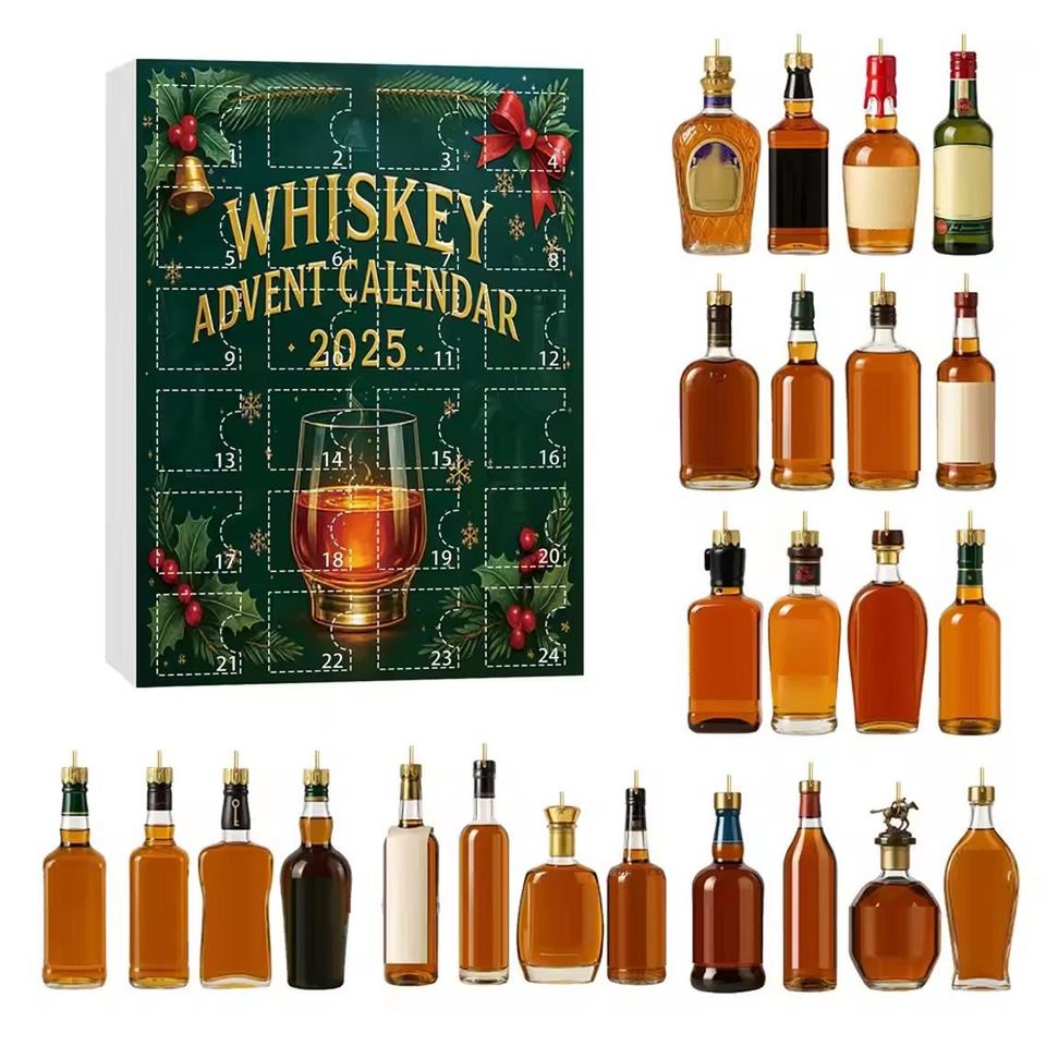 Whiskey Advent Calendar 2025, Christmas Countdown Whiskey LoversCalendar Acrylic 2D Flat Holiday Bar Decor - Image 2