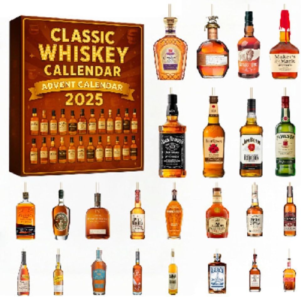 Whiskey Advent Calendar 2025,24 Mini Bottle Ornaments,24 Days without repetition