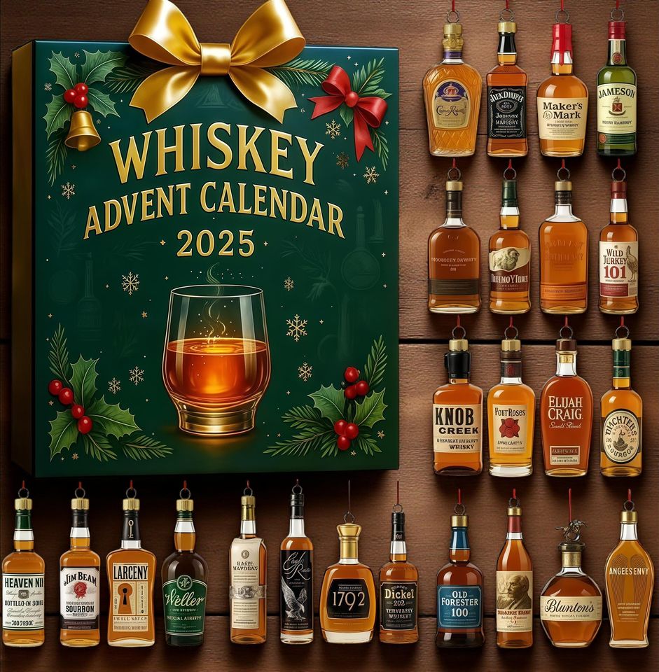 Whiskey Advent Calendar blind box 2025: 24 Acrylic Whiskey Bottle Ornaments