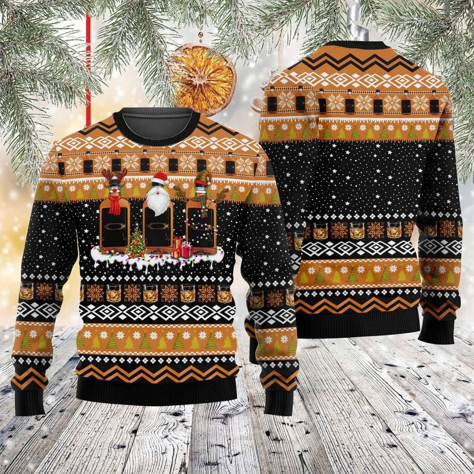Whiskey Lover Christmas Ugly Sweater, Whiskey Ugly Sweater