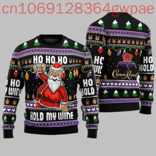Whiskey Santa Claus Men and Women Autumn and Winter Ugly Christmas Sweater - Image 2