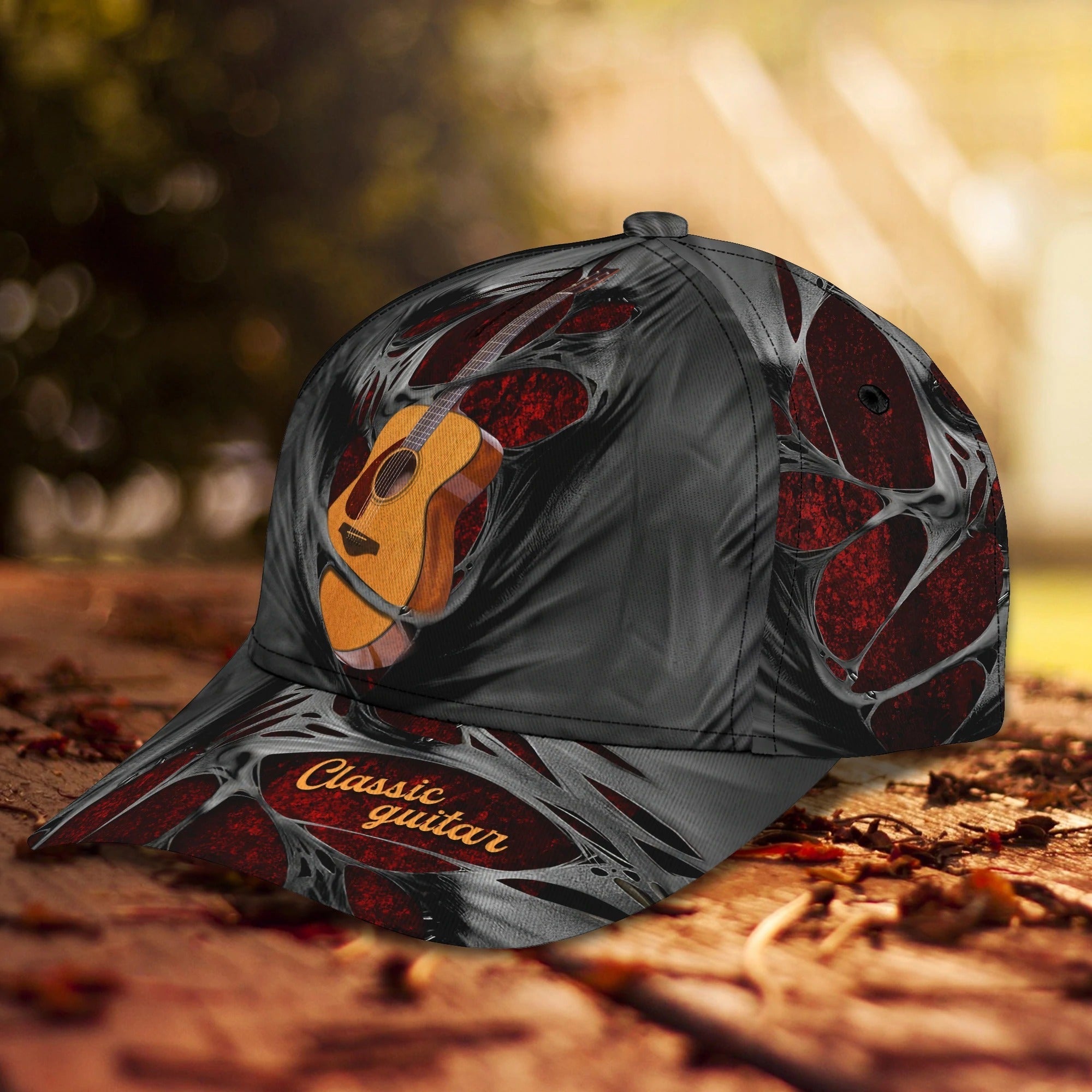 White And Black Guitar Cap Hat For Man, Gift To Guitar Man, Guitar Lover 3D Full Print Cap Hat Trucker Hats Custom Hats Gifts For Men & Women