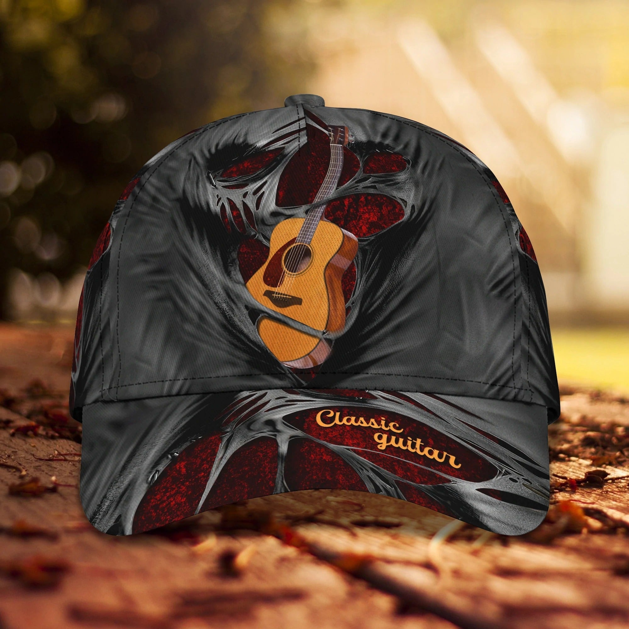 White And Black Guitar Cap Hat For Man, Gift To Guitar Man, Guitar Lover 3D Full Print Cap Hat Trucker Hats Custom Hats Gifts For Men & Women