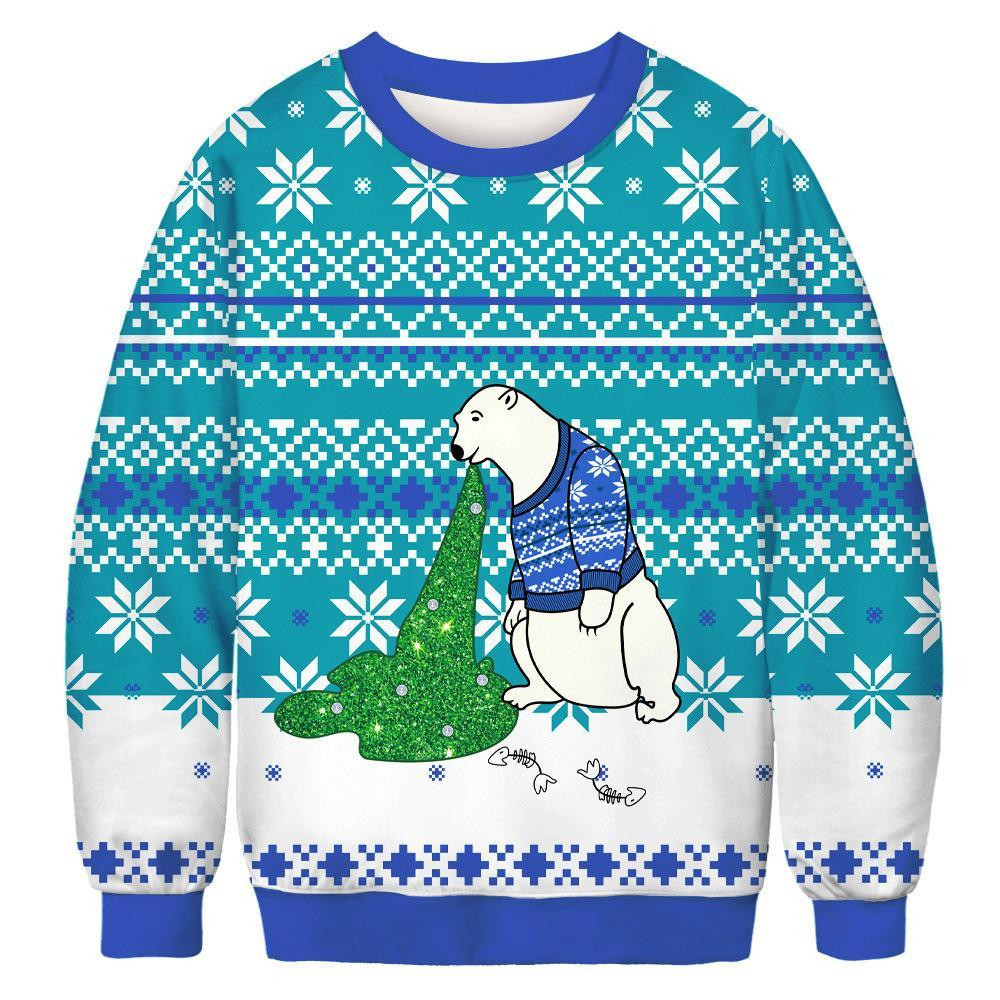 White Bear Ugly Christmas Sweater Adult 3D Funny Matching for family