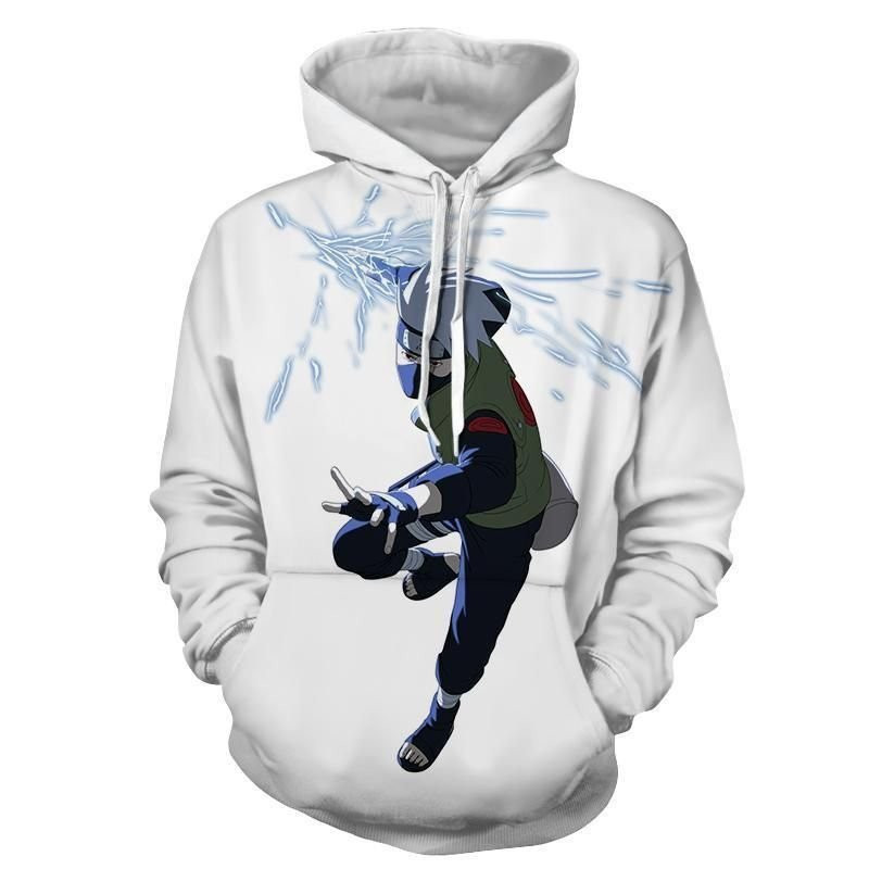 White Kakashi Chidori 3D All Over Print Hoodie, Zip Hoodie