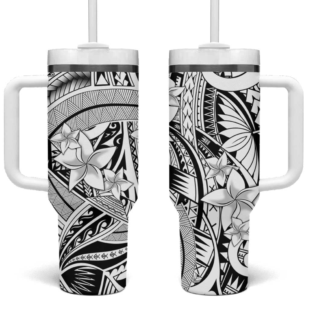 White Pacific Flowers Tribal Polynesian Custom Stanley Cup 40 oz 30 oz Tumbler With HandleTVC2301395