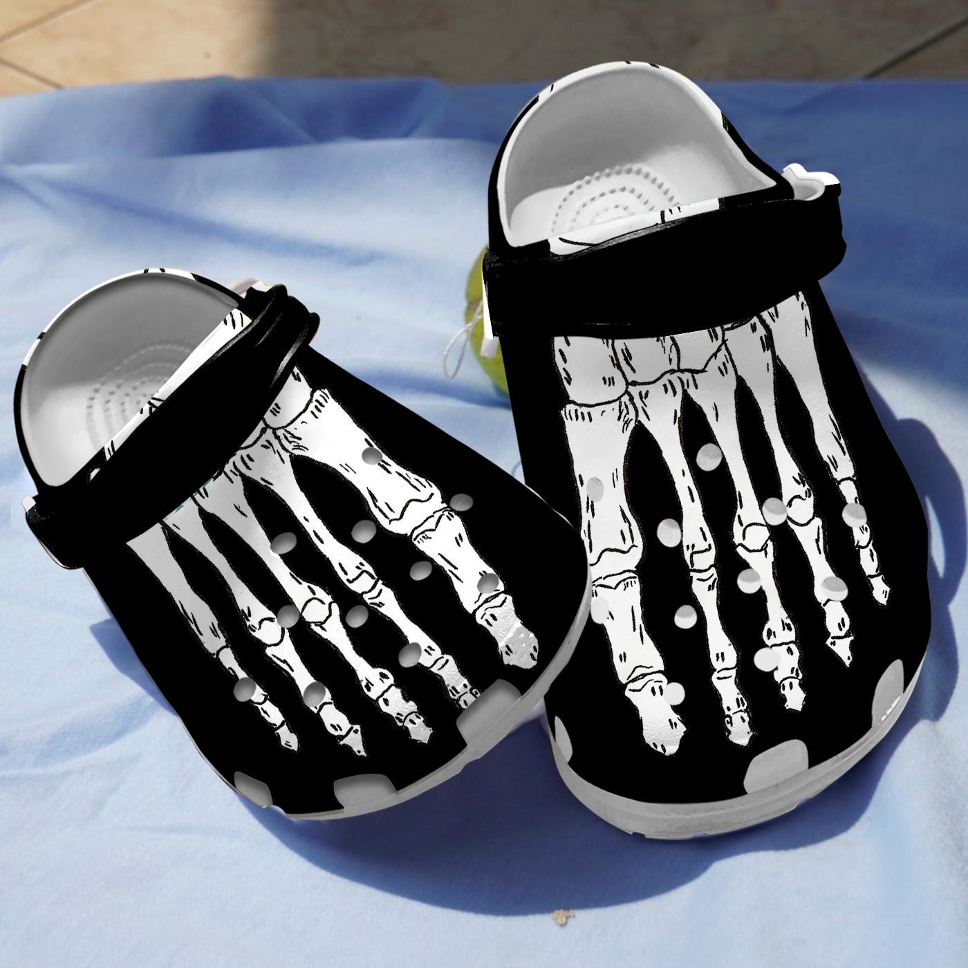 White Skeleton Crocs Crocband Clogs Shoes Comfortable For Men Women and Kids