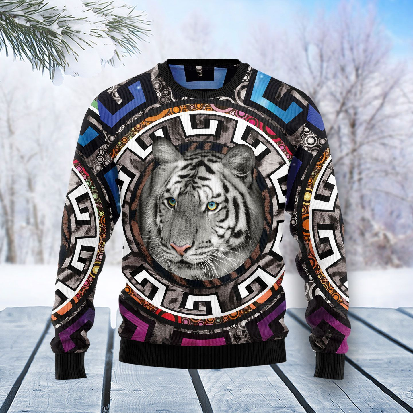 White Tiger Beauty Ugly Christmas Sweater Adult 3D Funny Matching for family