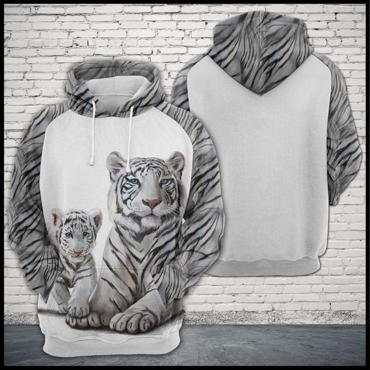 White Tiger Family 3D All Over Print Hoodie, Zip Hoodie