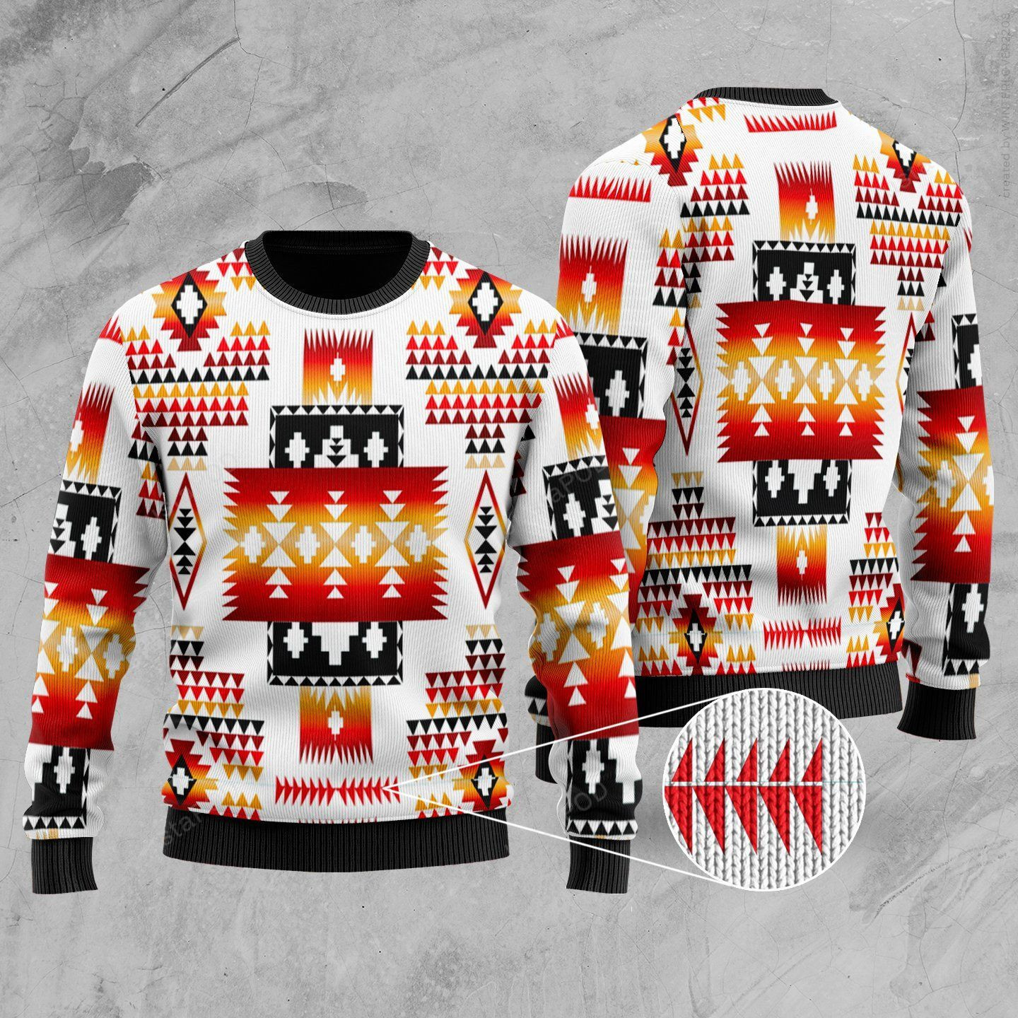 White Tribes Pattern Ugly Christmas Sweater Adult 3D Funny Matching for family