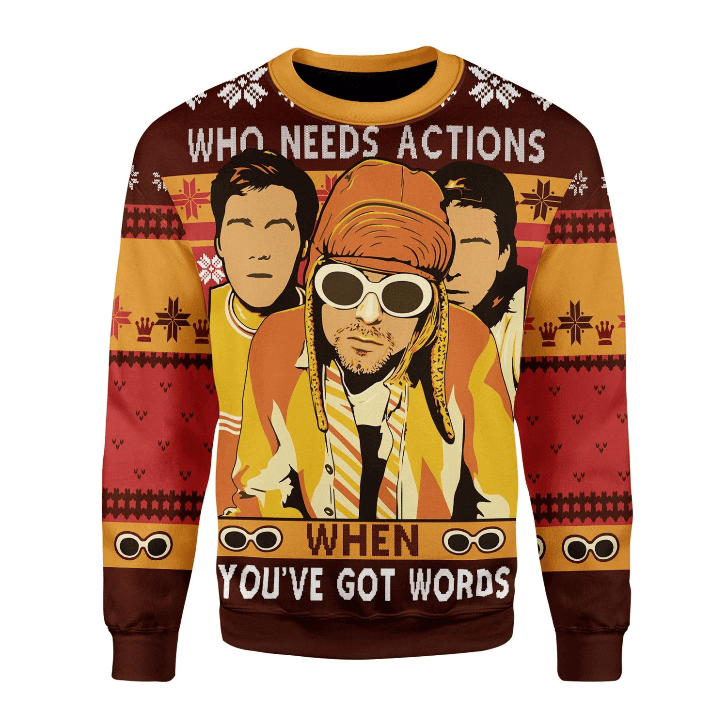 Who Needs Actions Christmas Ugly Christmas Sweater Adult 3D Funny Matching for family