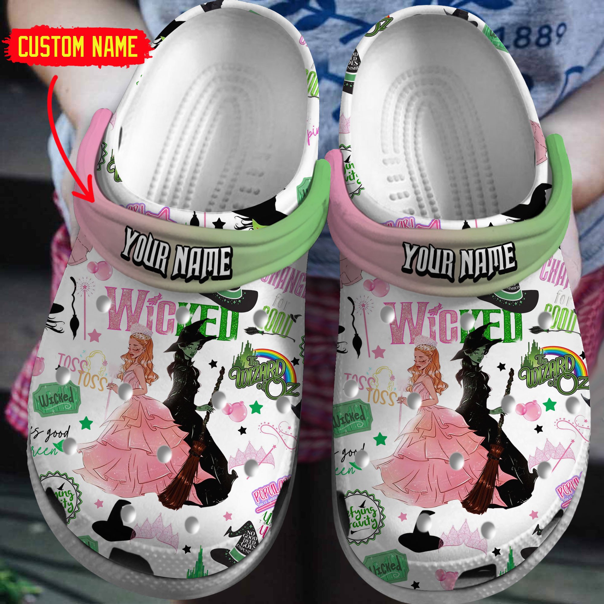 Wicked Movie Crocs Crocband Clogs Shoes Comfortable For Men Women and Kids