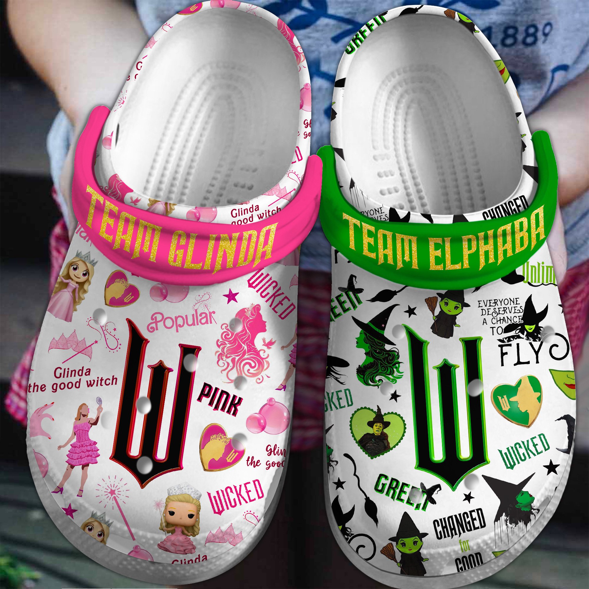 Wicked Movie Crocs Crocband Clogs Shoes Comfortable For Men Women and Kids