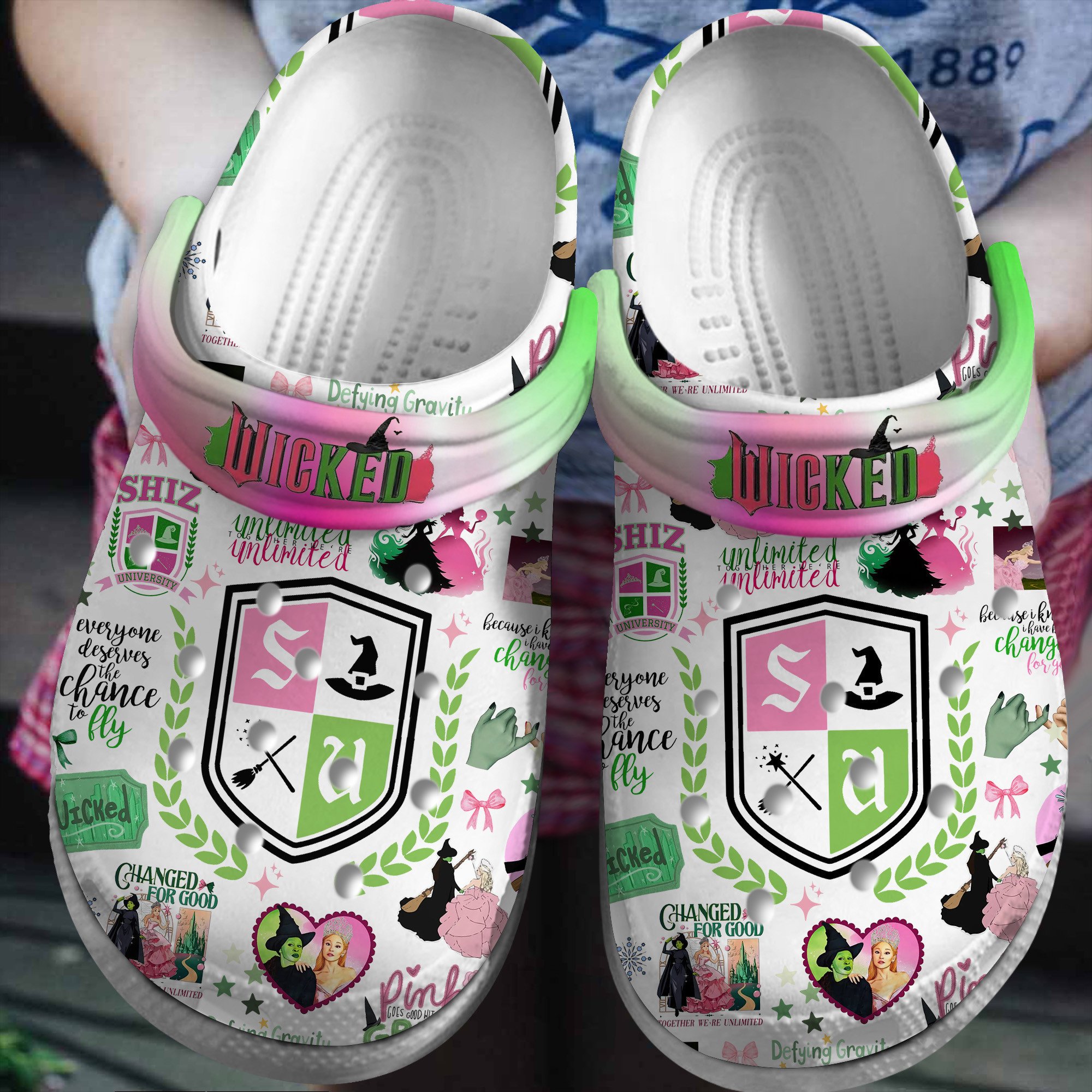 Wicked Movie Crocs Crocband Clogs Shoes Comfortable For Men Women and Kids