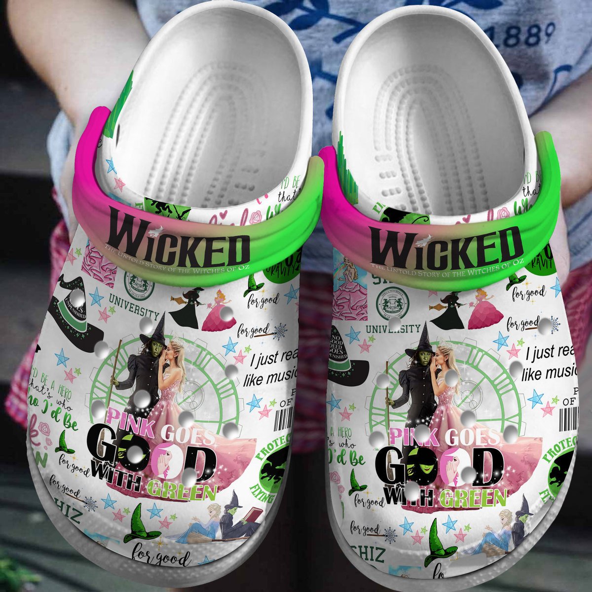 Wicked Movie Crocs Crocband Clogs Shoes Comfortable For Men Women and Kids