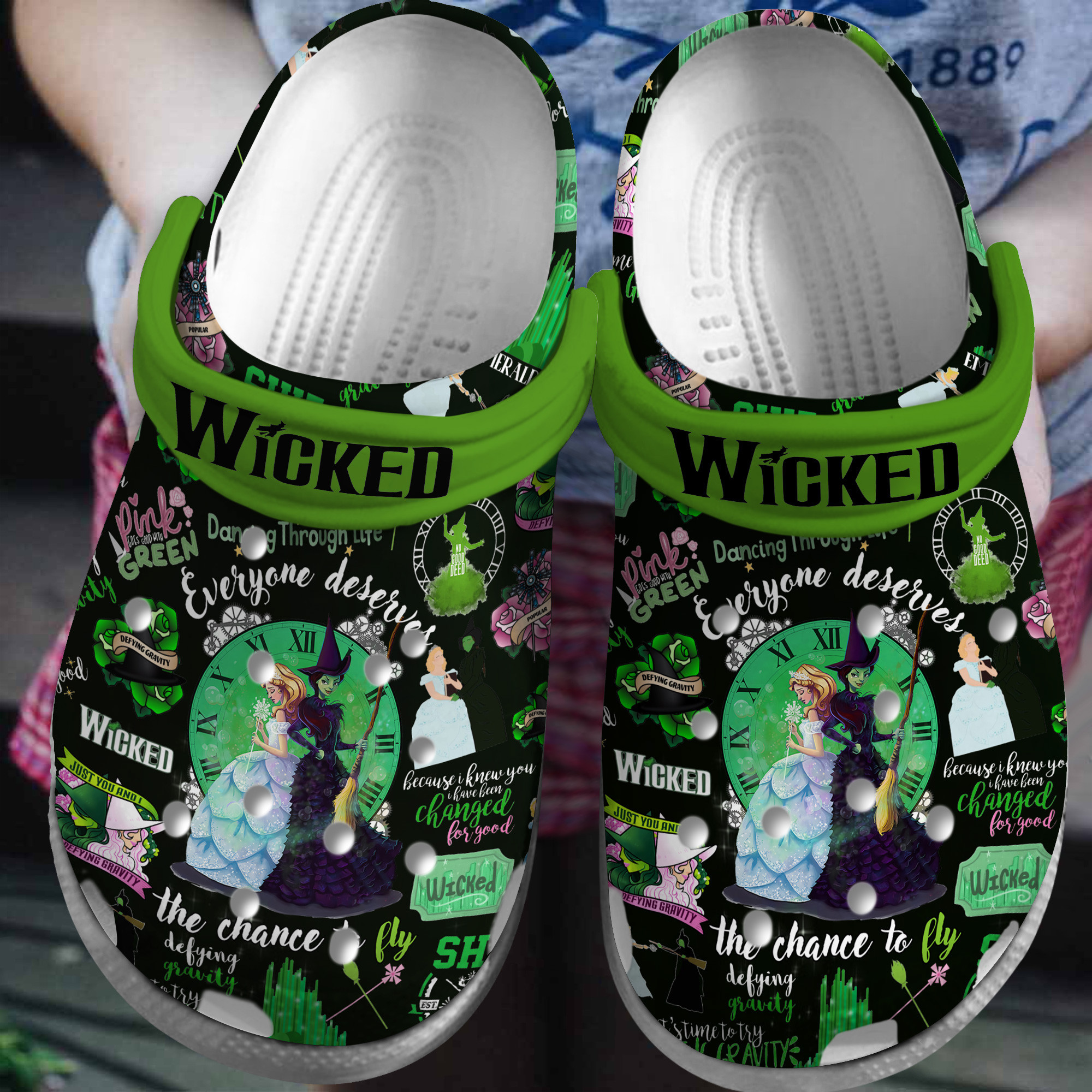 Wicked Movie Crocs Crocband Clogs Shoes Comfortable For Men Women and Kids