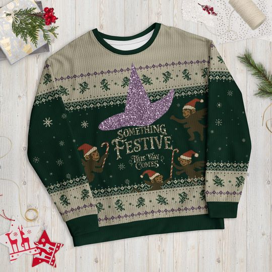 Wicked Ugly Christmas Sweatshirt: Flying Monkeys, Witch Hat, Festive Holiday Sweater - Image 10