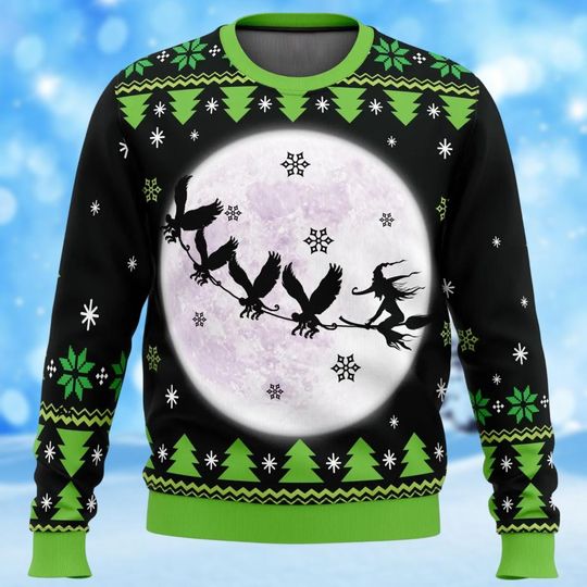 Wicked Witch Christmas Ugly Sweater, Wicked Broadway A New Musical Sweatshirts - Image 4