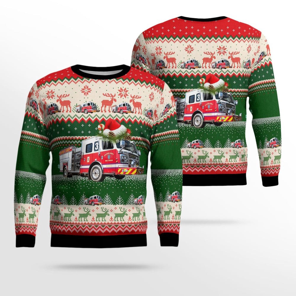 Widewater Volunteer Fire Rescue Stafford Virginia Christmas AOP Ugly Sweater Gift For Christmas