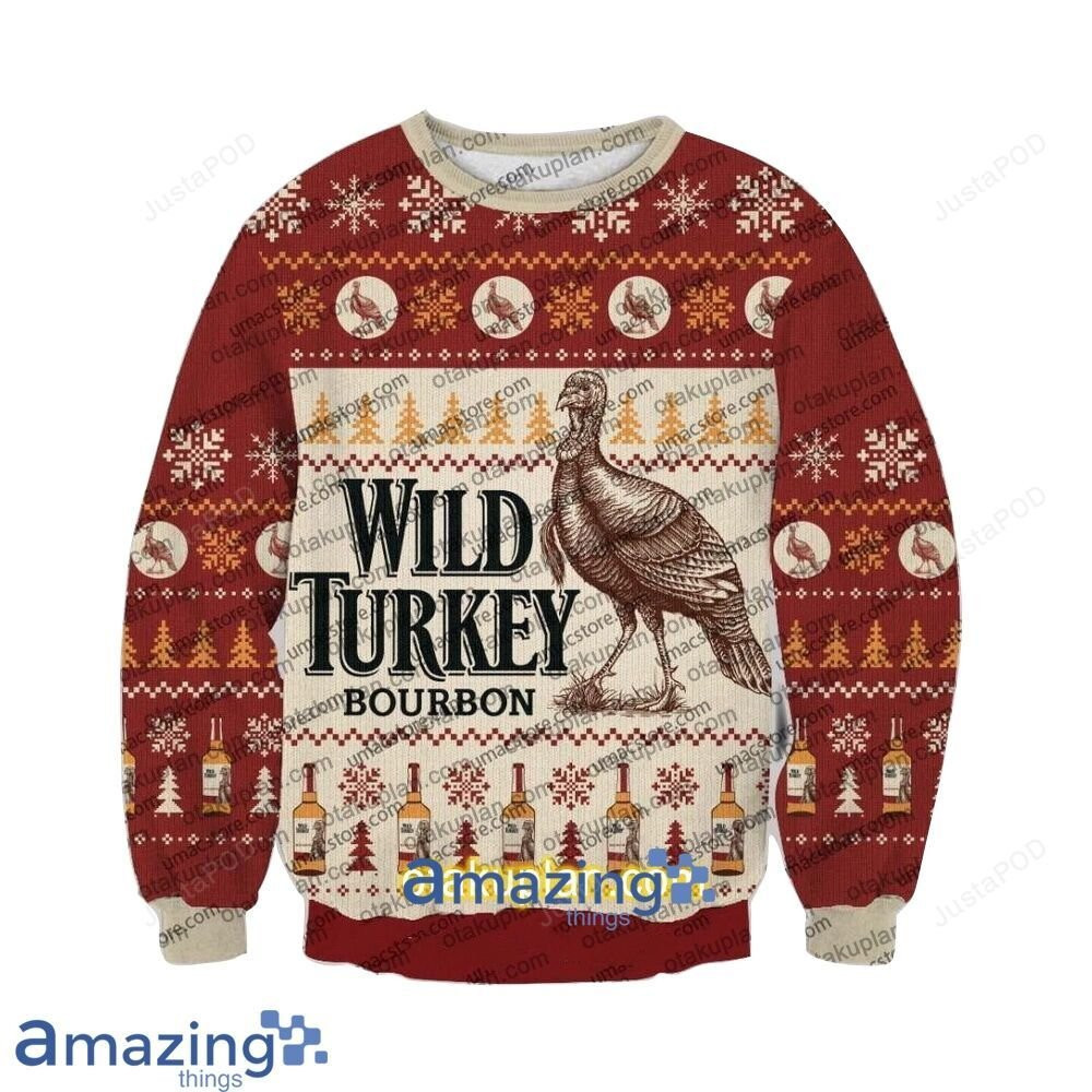 Wild Turkey Bourbon Ugly Christmas Sweater Adult 3D Funny Matching for family