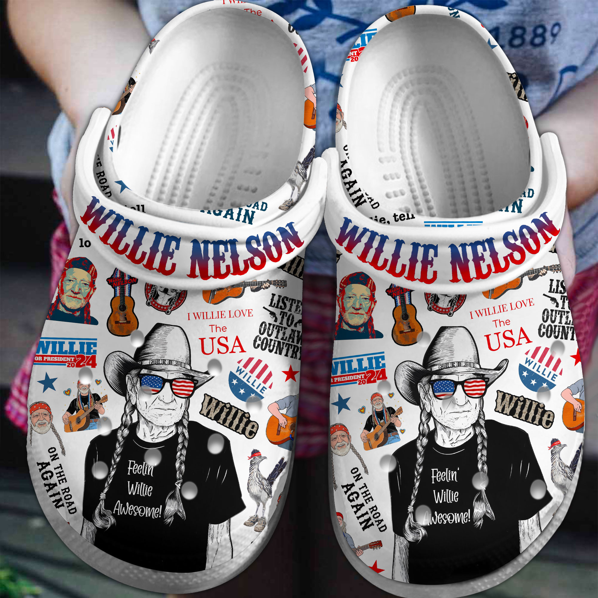 Willie Nelson Music Crocs Crocband Clogs Shoes Comfortable For Men Women and Kids