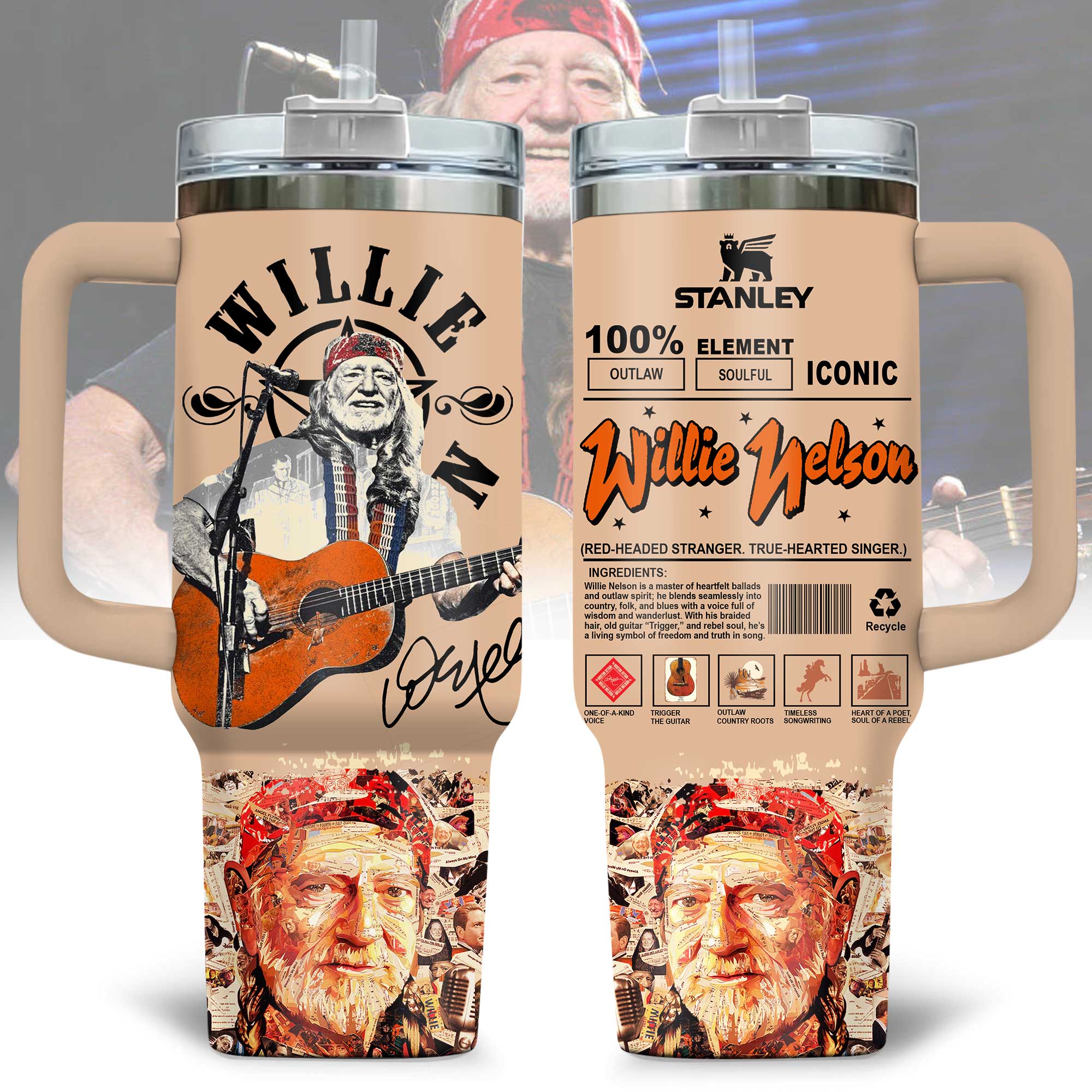 Willie Nelson Music Custom Stanley Cup 40 oz 30 oz Tumbler With HandleTVC2301176