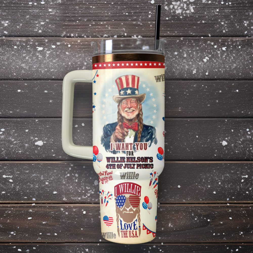 Willie Nelson x Independence Day Custom Stanley Cup 40 oz 30 oz Tumbler With HandleTVC2301131 - Image 4