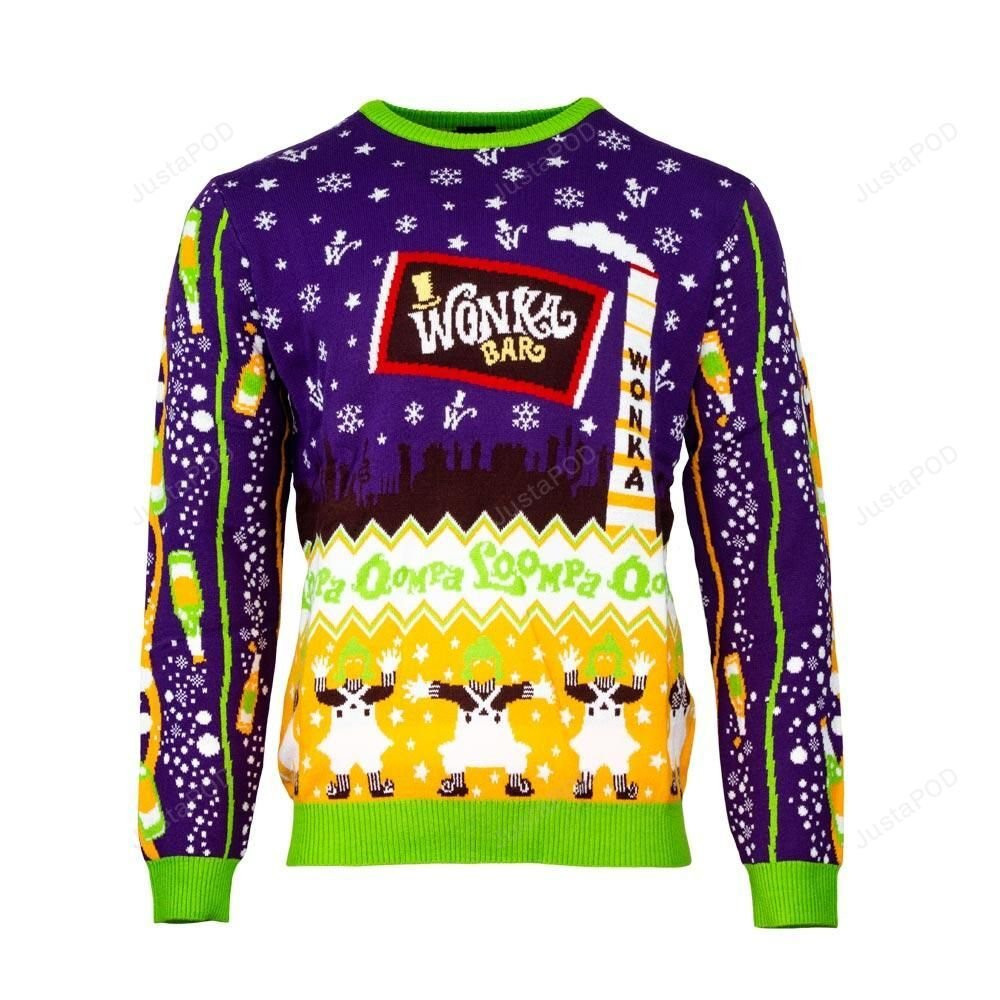 Willy Wonka &Amp;Amp; The Chocolate Factory Ugly Christmas Sweater Adult 3D Funny Matching for family