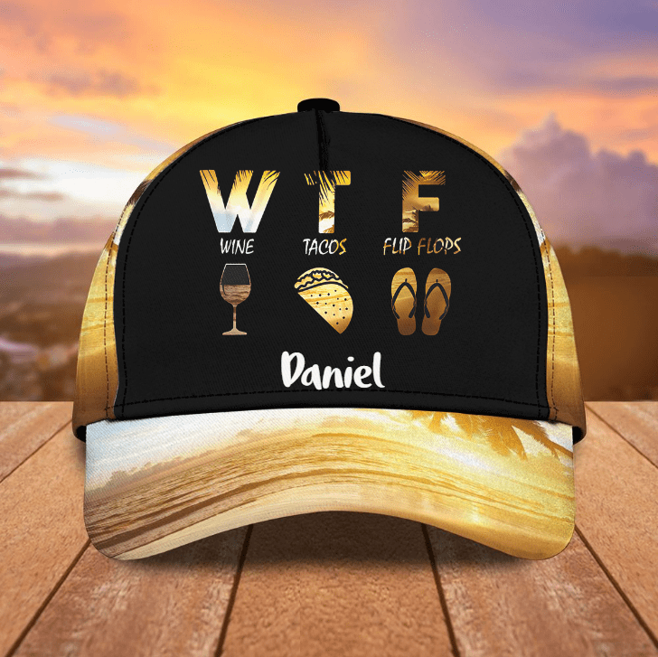 Wine Tacos Flip Cap, Personalized Classic Cap, Custom Name Hat for Men, Women, Friends Trucker Hats Custom Hats Gifts For Men & Women