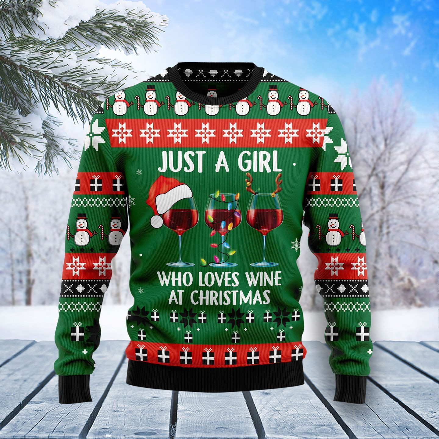 Wine Xmas Ugly Christmas Sweater Adult 3D Funny Matching for family