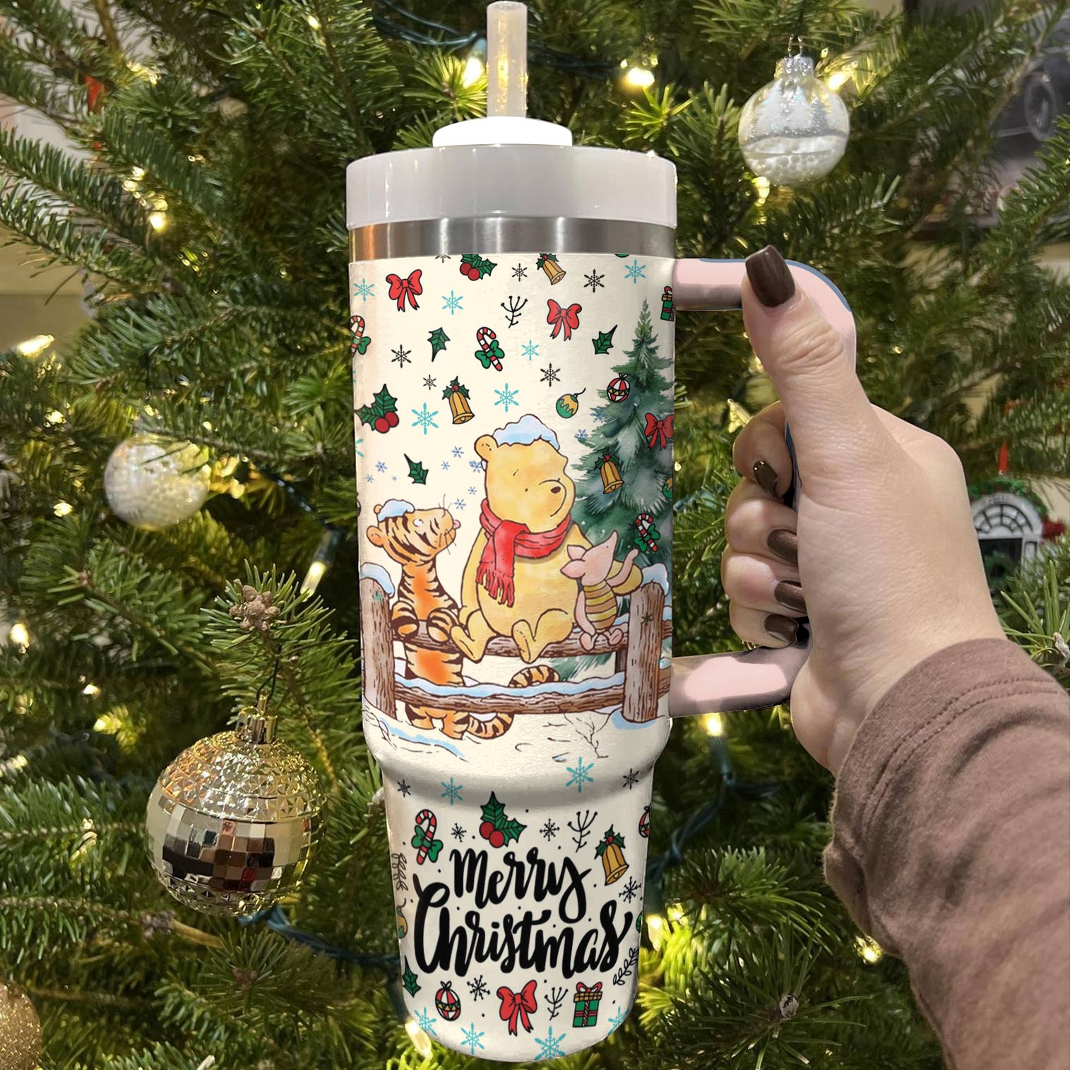 Winnie And Friends Christmas Custom Stanley Cup 40 oz 30 oz Tumbler With HandleTVC2301490 - Image 2
