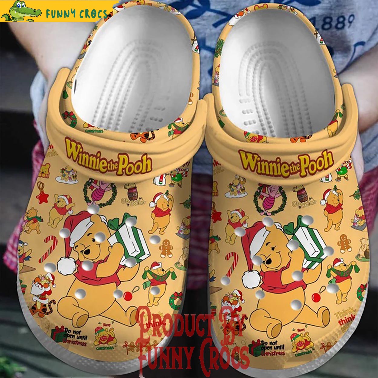 Winnie The Pooh Cartoon Christmas Crocs Crocband Clogs Shoes Comfortable For Men Women and Kids